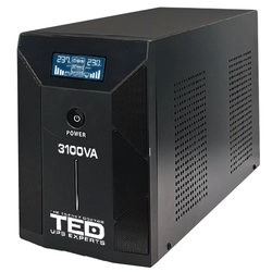 UPS 3100VA /1800W Écran LCD interactif en ligne avec stabilisateur 3 Sorties schuko TED UPS Expert TED001627