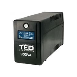UPS 900VA /500W Line Interaktiivinen LCD-näyttö stabilisaattorilla 2 TED UPS Expert schuko -lähdöt TED001566