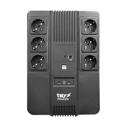 UPS TSY Power, 600VA/360W, LED, interaktywna linia, 6 x Schuko TSY-D-0K6-LED