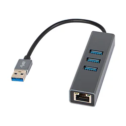 USB-C tīkla adaptera RJ45+3xUSB kabelis