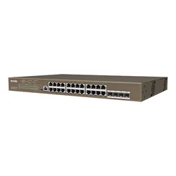 Vaihda 24 PoE Gigabit -porttia 1 konsoliportti 4 SFP-portti Gigabitin hallinta - TENDA TND-TEG5328P-24-410W