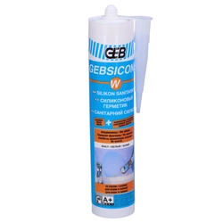 Valge sanitaarsilikoon kart.310 ml GEBSICONE