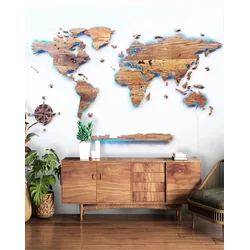 Valgustatud maailmakaart täistammest Sikorka® 200x100cm