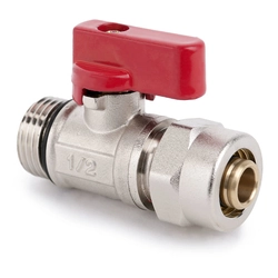 Válvula MINI con prensaestopas HBK547, Junta tórica y conector PEX/AL 16x2 G1/2