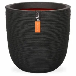 Vaso da fiori in plastica nera Capi Europe Nature Rib