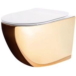 Vaso sanitário suspenso Rea Carlo flat mini dourado/branco - Desconto adicional de 5% com o código REA5