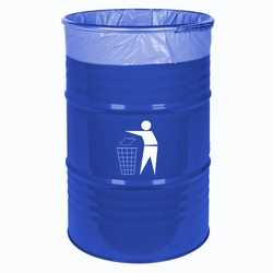 Venkovní kontejnerová popelnice na odpadky odolná ocel BARREL 200L - modrá