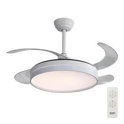 Ventilador de teto com luz EDM 33827 Ross Branco 35 W 4100 Lm 2190 Lm Retrátil