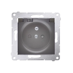 Version socket IP44 contact shutter without seal for multiple frames. TRANSPARENT FLAP, anthracite Simon54