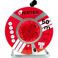 Vertex Reel Förlängningskabel 50m 3x2,5mm PB50METAL Svart