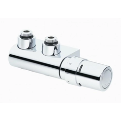 VHX-Duo set, angled, double connection 50 mm for decorative bathroom radiators with bottom connection, chrome colour