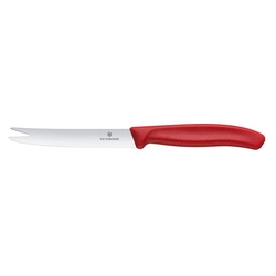 Victorinox Swiss Classic nož za sir in klobase, nazobčano rezilo, 110mm, rdeča