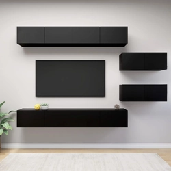 VidaXL 6 Piece TV Stand Set Black Engineered Wood
