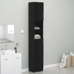 VidaXL Bathroom Cabinet Black 12.6&quot;x10&quot;x74.8&quot; Engineered Wood