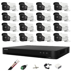 Videovalvontajärjestelmä 16 Hikvision-kamerat 4 1, 8MP, linssi 3.6mm, IR 80m, DVR 16 kanavat 4K, lisälaitteet