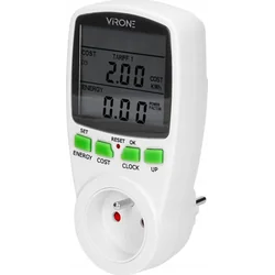Virone wattmérő EM-1 16A 3680W kettős tarifás LCD