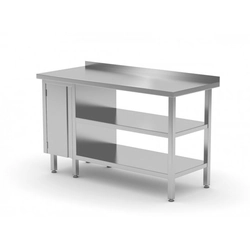 Wall table, cabinet with hinged door and two shelves - cabinet on the left 1200 x 600 x 850 mm POLGAST 126126-L/2 126126-L/2