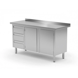 Wall table, cabinet with three drawers and hinged doors - drawers on the left side 1900 x 600 x 850 mm POLGAST 137196-L 137196-L