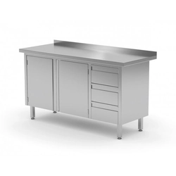 Wall table, cabinet with three drawers and hinged doors - drawers on the right side 1100 x 700 x 850 mm POLGAST 137117-P 137117-P