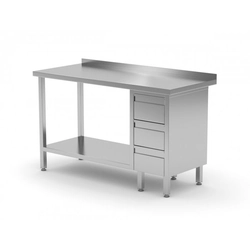 Wall table, cabinet with three drawers and shelf - drawers on the right side 1000 x 600 x 850 mm POLGAST 125106-3-P 125106-3-P