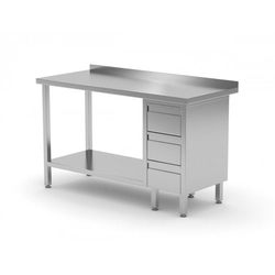 Wall table, cabinet with three drawers and shelf - drawers on the right side 1900 x 700 x 850 mm POLGAST 125197-3-P 125197-3-P
