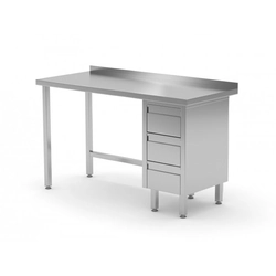 Wall table, cabinet with three drawers - drawers on the right side 1400 x 600 x 850 mm POLGAST 123146-3-P 123146-3-P