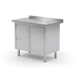 Wall table, cabinet with two drawers and hinged doors - drawers on the left side 1000 x 700 x 850 mm POLGAST 135107-L 135107-L