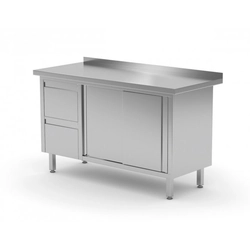 Wall table cabinet with two drawers and sliding doors - drawers on the left side 1900 x 600 x 850 mm POLGAST 130196-L 130196-L