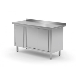 Wall table with cabinet and sliding door - hinged door on the left side 1900 x 600 x 850 mm POLGAST 134196-L 134196-L