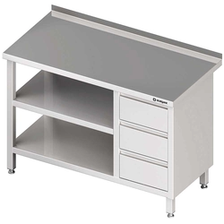 Wall table with three drawer block (P) and 2-ma shelves 1600x600x850 mm