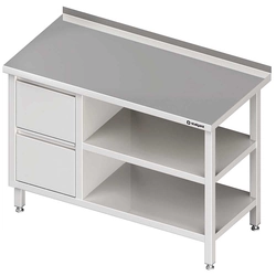 Wall table with two drawer block (L) and 2-ma shelves 1400x600x850 mm