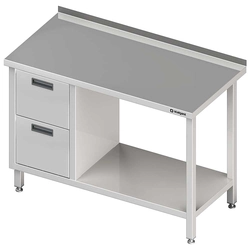Wall table with two drawer block (L) and shelf 1100x700x850 mm