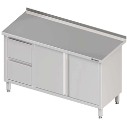 Wall table with two drawer block (L), swing doors 1400x700x850 mm