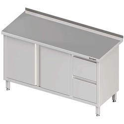 Wall table with two drawer block (P), swing doors 1500x600x850 mm