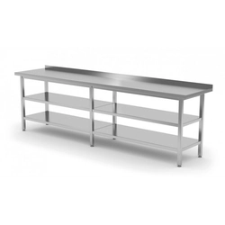 Wall table with two shelves 2400 x 600 x 850 mm POLGAST 103246/2-6 103246/2-6
