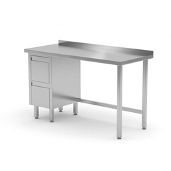 Wandtisch, Schrank mit zwei Schubladen - Schubladen auf der linken Seite 1400 x 600 x 850 mm POLGAST 123146-L 123146-L