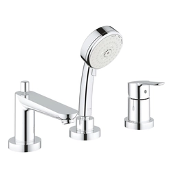 Wannenarmatur GROHE BauEdge, dreiteilig, chrom