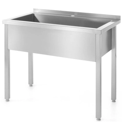 Welded stainless steel dining table with a single-chamber pool 100x60x85 cm - Hendi 813423