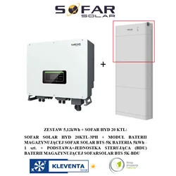 Υβριδικό σετ SOFAR HYD 20KTL 20 kW + πλήρης αποθήκευση ενέργειας 10,24kWh BTS E10,24-DS5 10,24 kWh+BDU