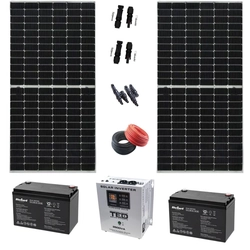 Yksikiteinen aurinkosähköjärjestelmä, 2X 380W, 2 Akut 12V 100AH, Invertteri 1,8 KW teholla 220V, Mukana tarvikkeet