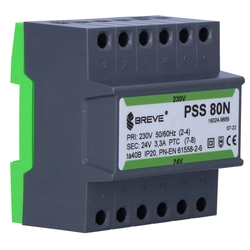 Yksivaiheinen PSS-muuntaja 80N 230/24V IP30 DIN-kiskoon TH-35 modulaarisessa kotelossa