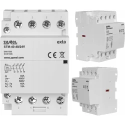 Zamel Moduláris beépítési kontaktor 40A 4Z 24V AC/DC+F13 típus: STM-40-40/24V EXT10000297