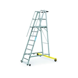 Zarges folding podium warehouse ladder 8 degrees | Podium height: 2,1 m | Aluminum