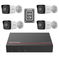 Zestaw do monitoringu wideo Hikvision 4 Kamery IP PoE, 4MP, IR 30m, 2.8mm, PoE NVR, SDD 1TB