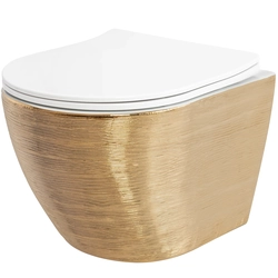 Златна окачена тоалетна чиния Rea Carlo Flat Brush - Допълнително 5% ОТСТЪПКА с код REA5