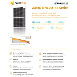 ZNSHINE Solar 465W BIFACIAL, MEIO CORTE, VIDRO DUPLO, GRAFEN, GÁLIO