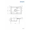 1-komorowy granieten spoelbak met Leda afdruiprek, grafiet