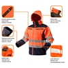 High-visibility softshell jacket with hood, orange, size M