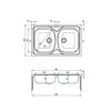 2-komorowy Tango steel sink - overlay, decor