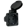 Black built-in schuko socket for electrical panels 16A IP54